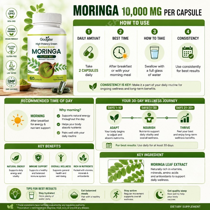 Premium Moringa Supplement wit - Herbal Wellness Formula ulasan dan harga